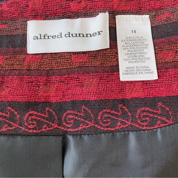 Alfred Dunner Aztec Pattern Jacket Red Beaded Open Front SZ 14 - Picture 13 of 14